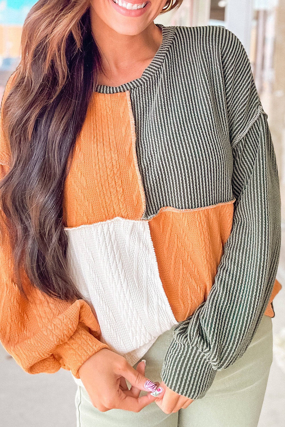 Patchwork Long Sleeve Top