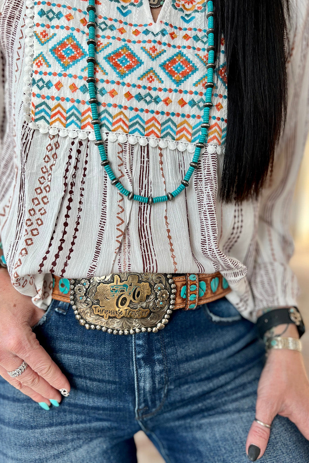 Geometric Embroidered Blouse