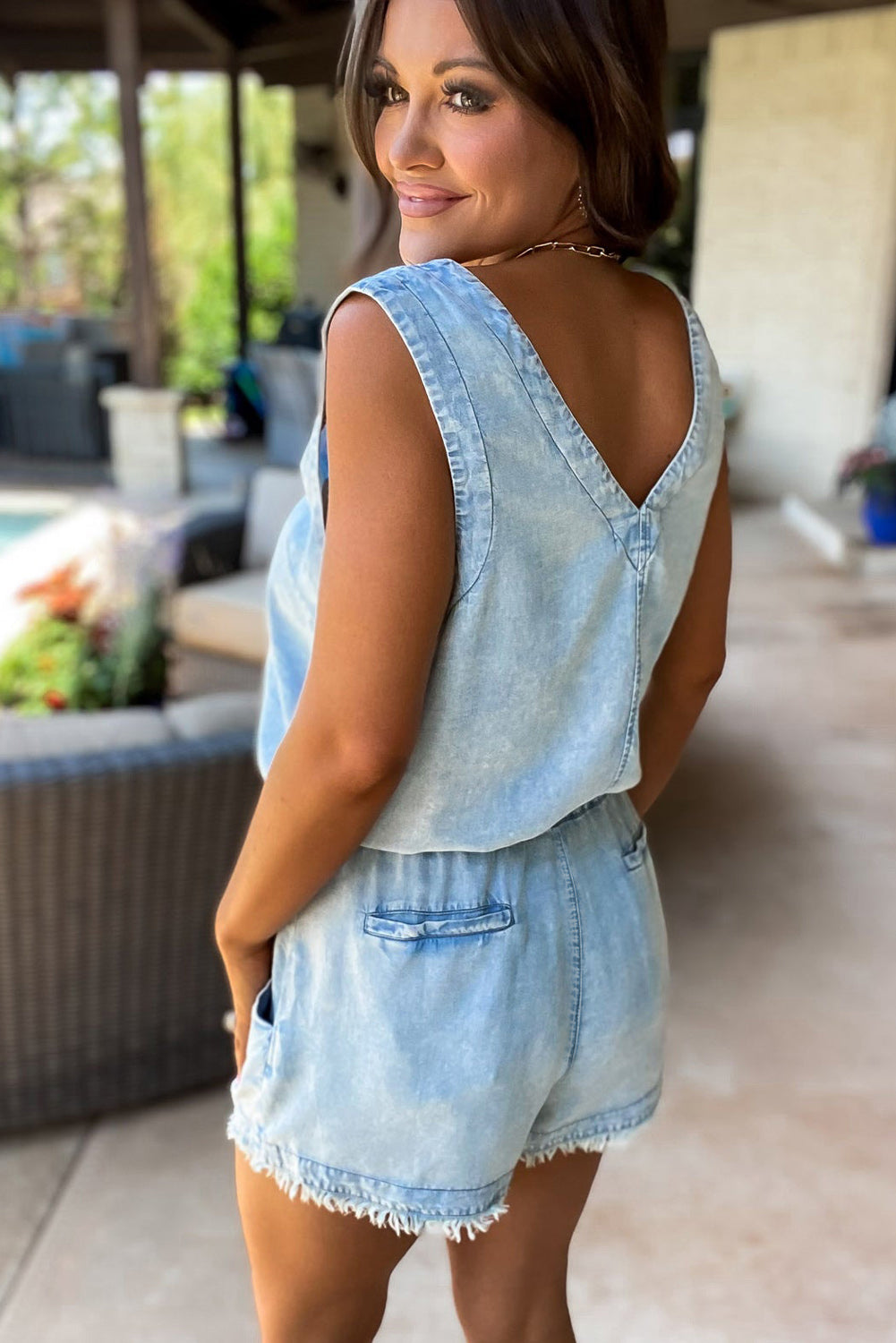 Sleeveless Denim Romper