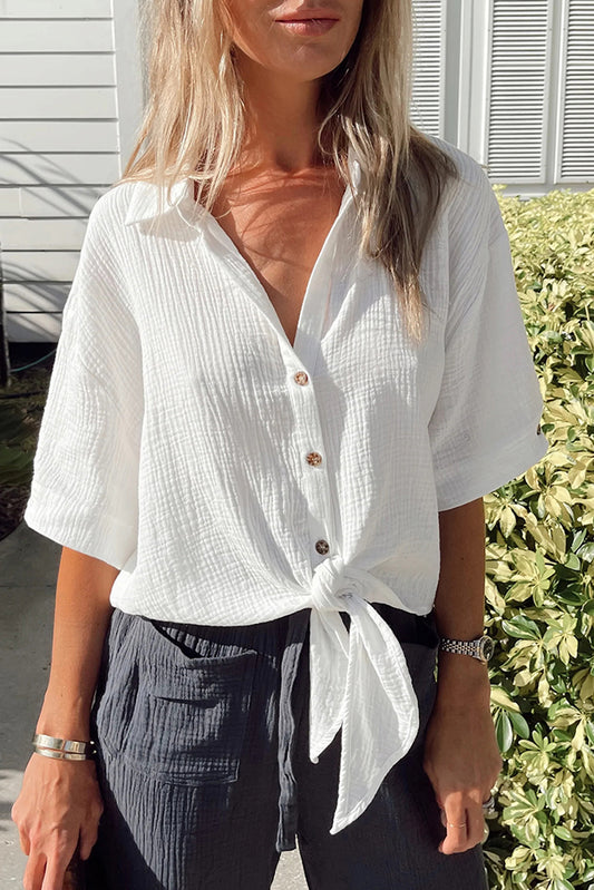 Knotted Button-up Shirt