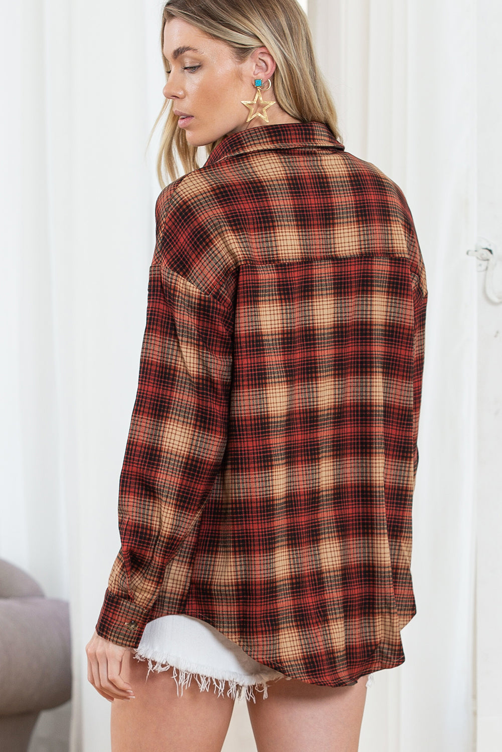 Plaid Zip Up Shirt