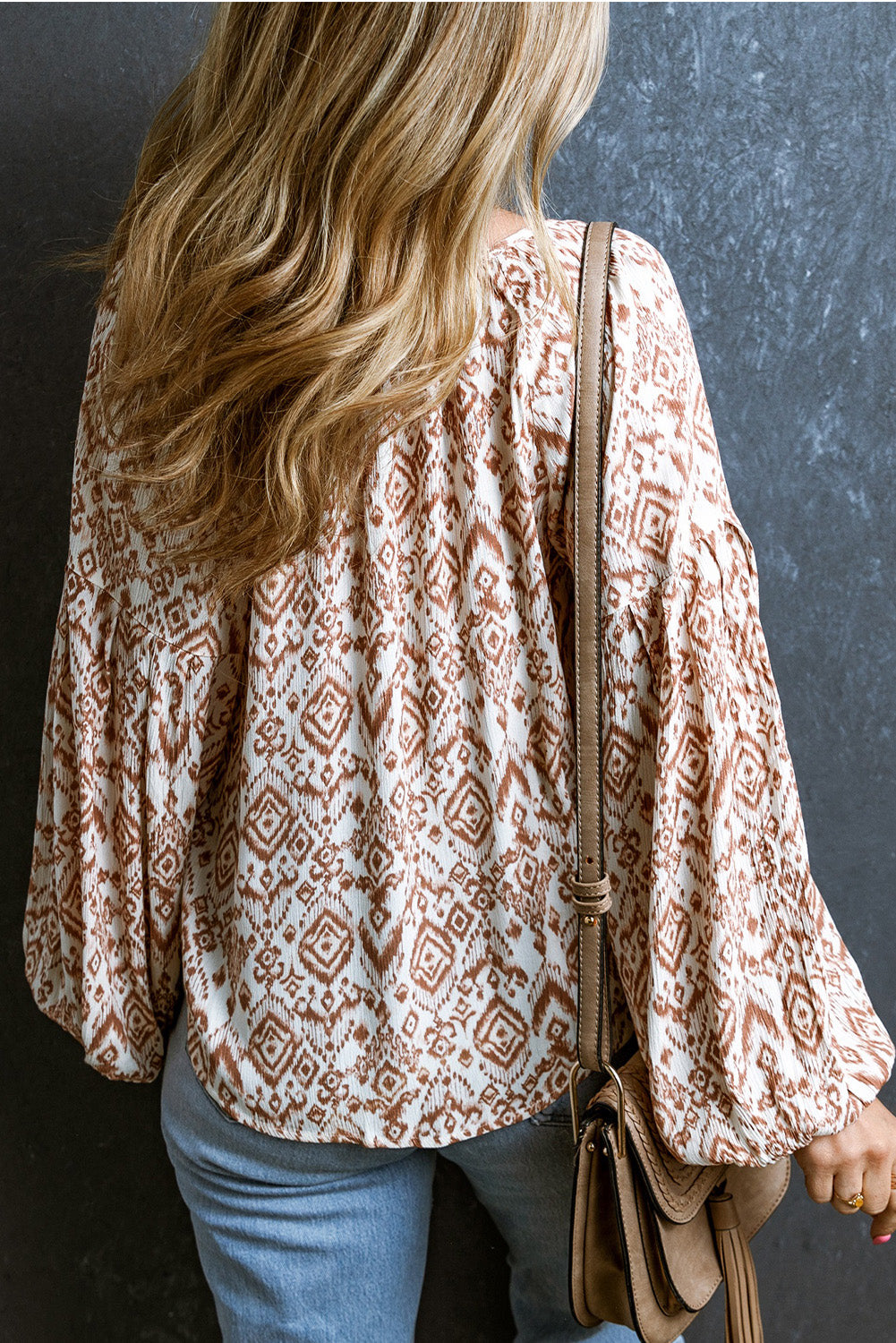 Apricot Ethnic Tassel Blouse