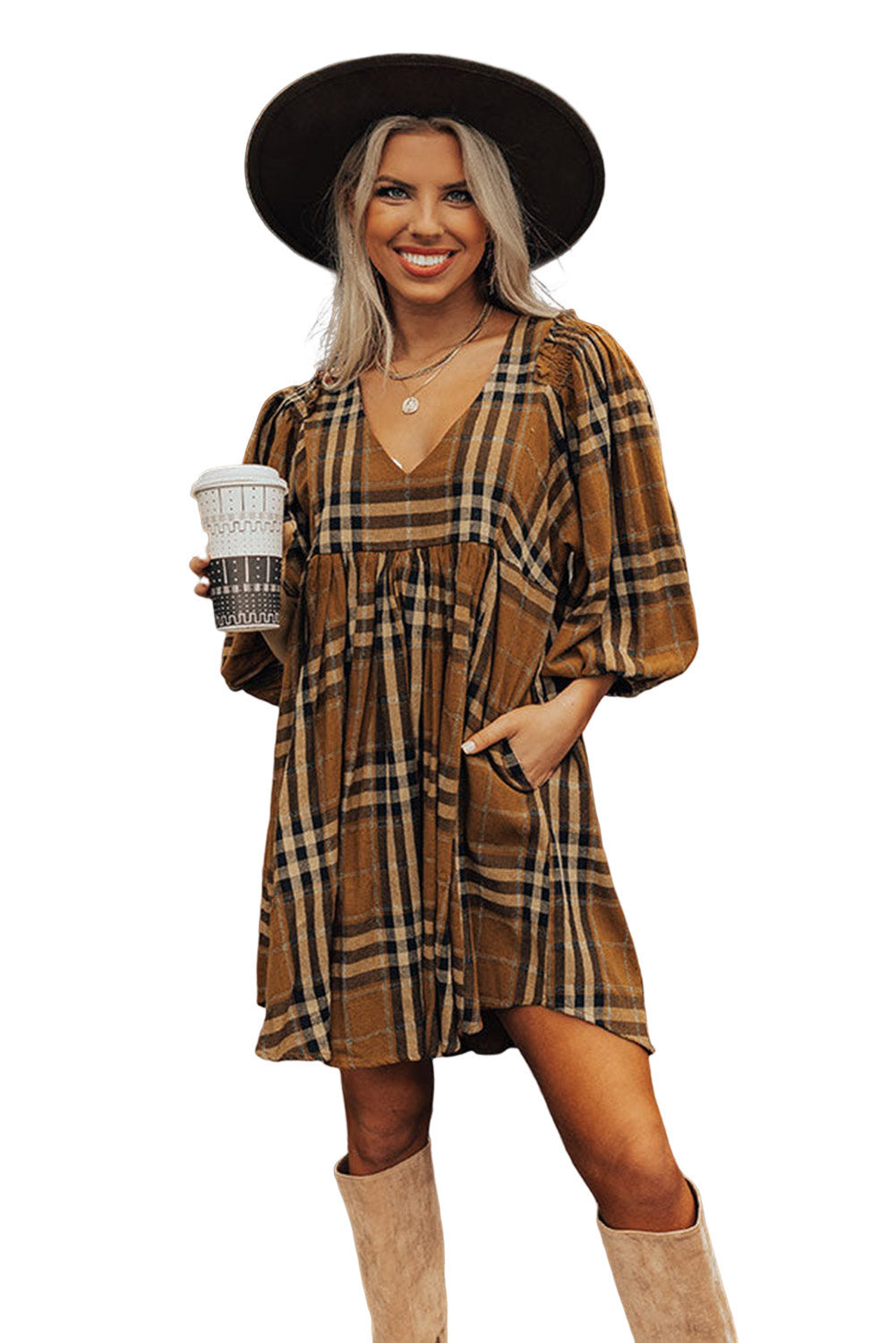 Plaid Babydoll Dress