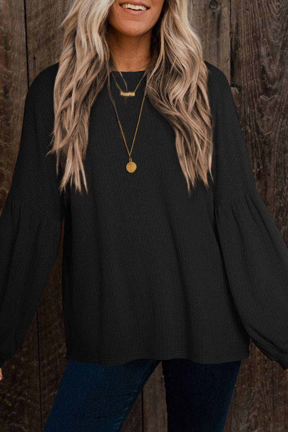 Textured Long Sleeve Top