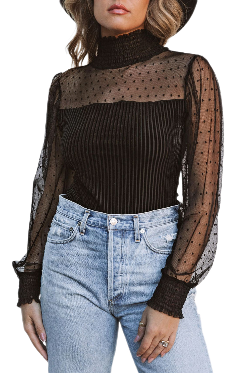 Sheer Puff Sleeve Bodysuit