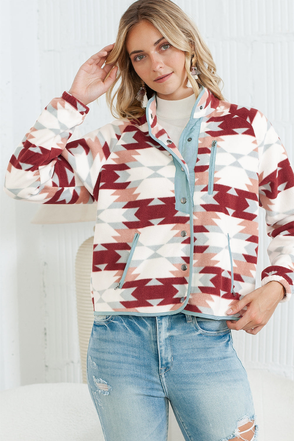 Geometric Fleece Jacket