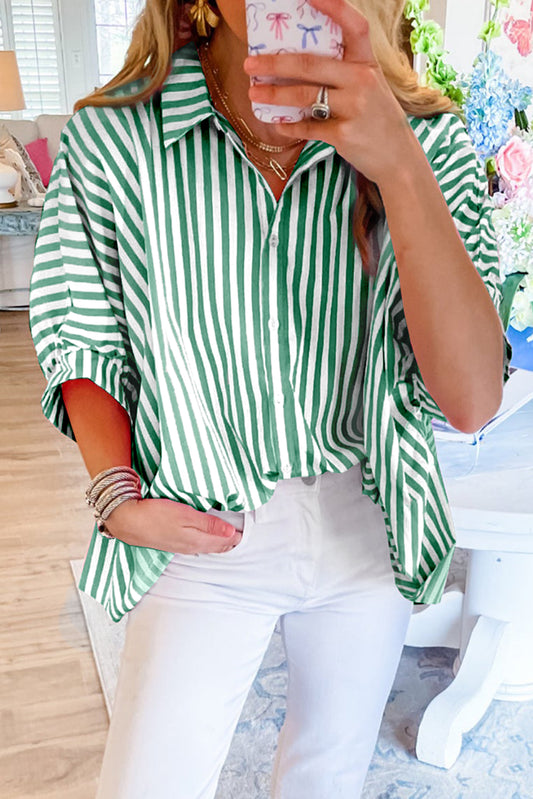 Stripe Button Up Shirt - Pink, Blue or Green