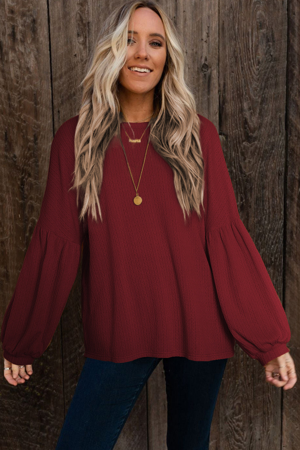 Textured Long Sleeve Top