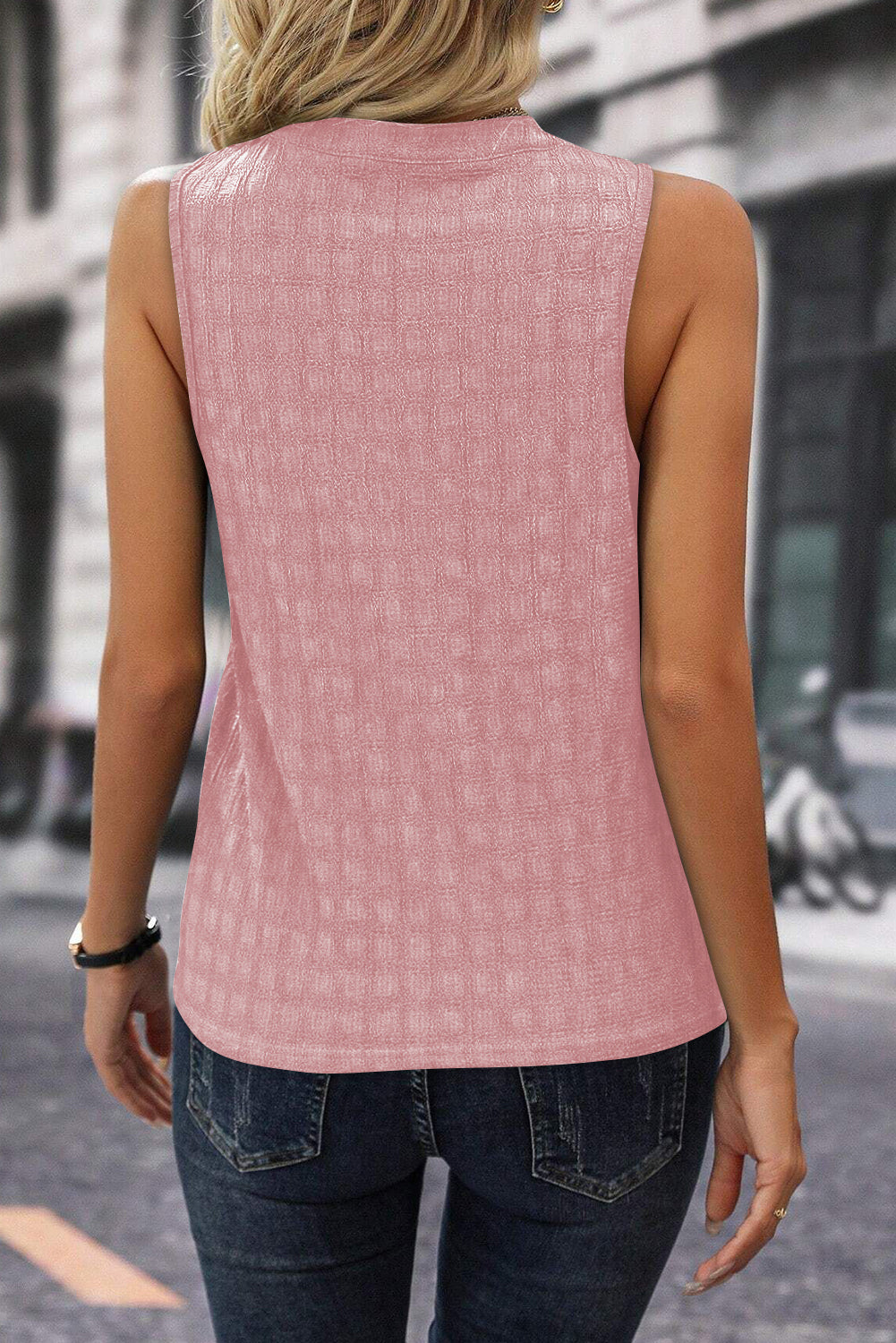 Split V Neck Sleeveless Top