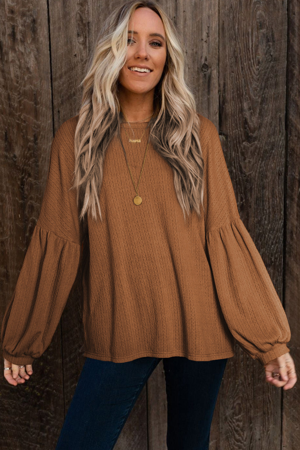 Textured Long Sleeve Top