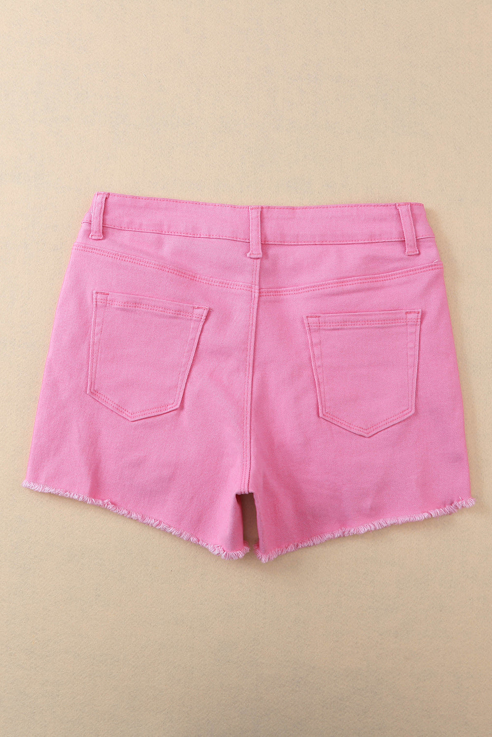 Pink Distressed Denim Shorts