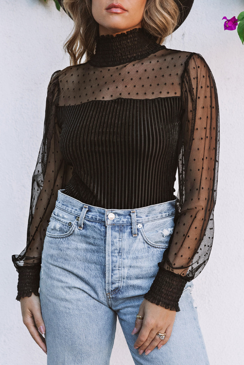 Sheer Puff Sleeve Bodysuit