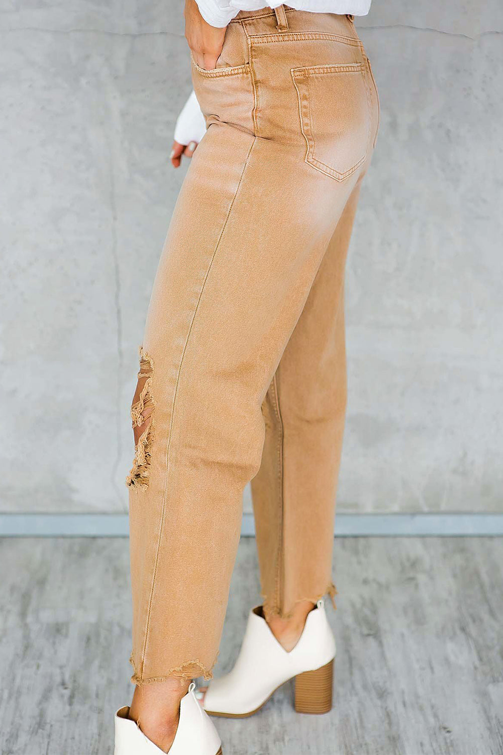 High Waist Flare Ripped Jeans