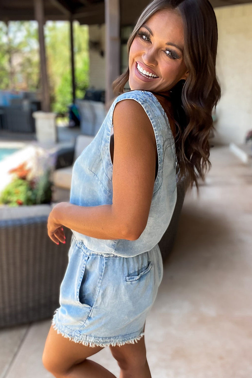 Sleeveless Denim Romper