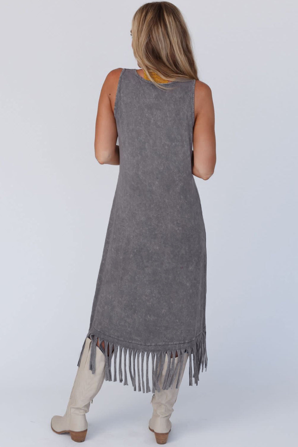 Grey Fringe Maxi Dress