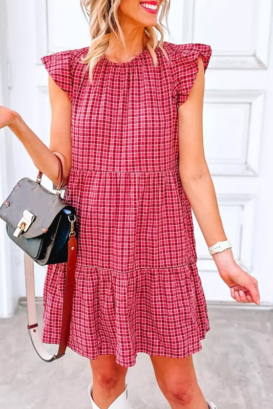 Plaid Tiered Mini Dress