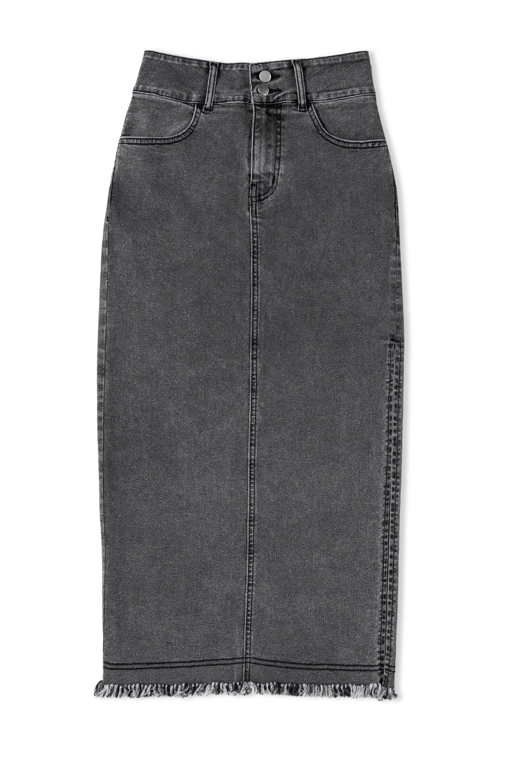 Black Raw Denim Skirt