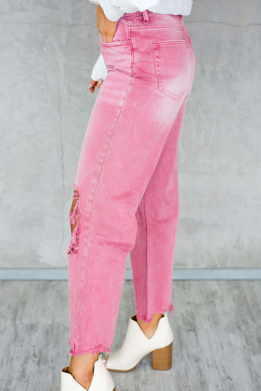 High Waist Flare Ripped Jeans